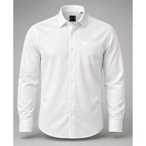 johnnie O Mens Large Tradd Performance Shirt White Stretch Button Up Golf Casual